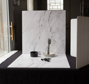 20-inch x 20-inch Marble Photography Backdrop 3 mm thick Physical Board, Lightweight, Moisture & Stain-Resistant behind the scenes