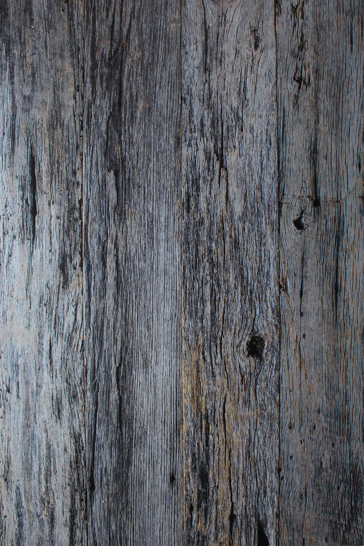 Super-Thin & Pliable Silver Blue Reclaimed Wood Replica Photography Backdrop 2 ft x 3 ft, Moisture & Stain-Resistant