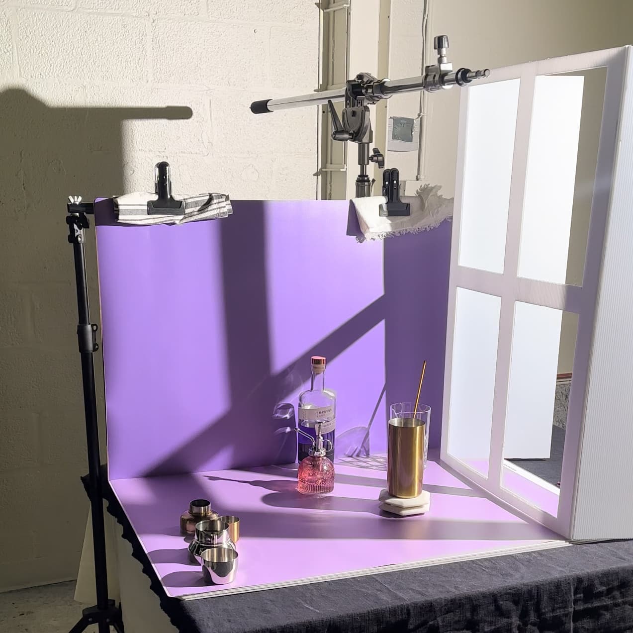 Behind the scenes — cocktail shoot with window shadows