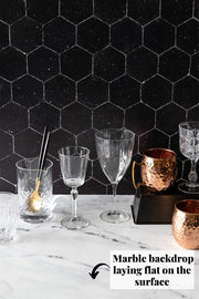 Bessie Bakes Black Hexagon Moroccan Tiles with Silver Lines Replicated Photography Backdrop 2 Feet Wide x 3 Feet Long 3 mm Thick