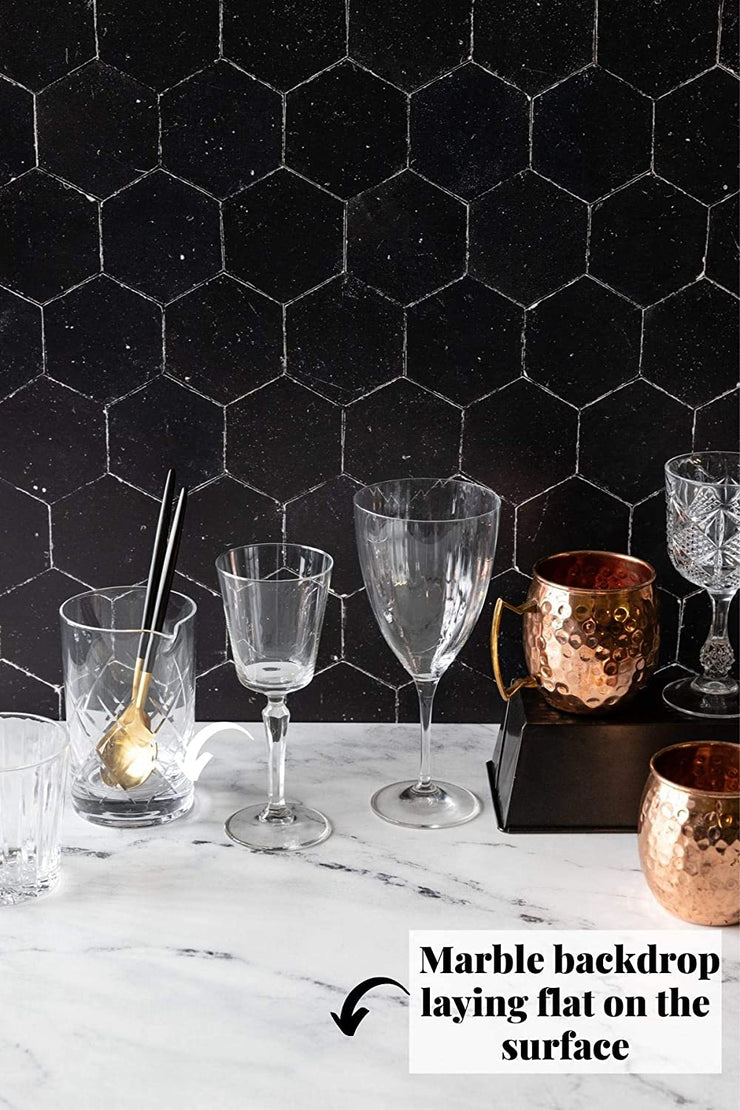 Bessie Bakes Black Hexagon Moroccan Tiles with Silver Lines Replicated Photography Backdrop 2 Feet Wide x 3 Feet Long 3 mm Thick