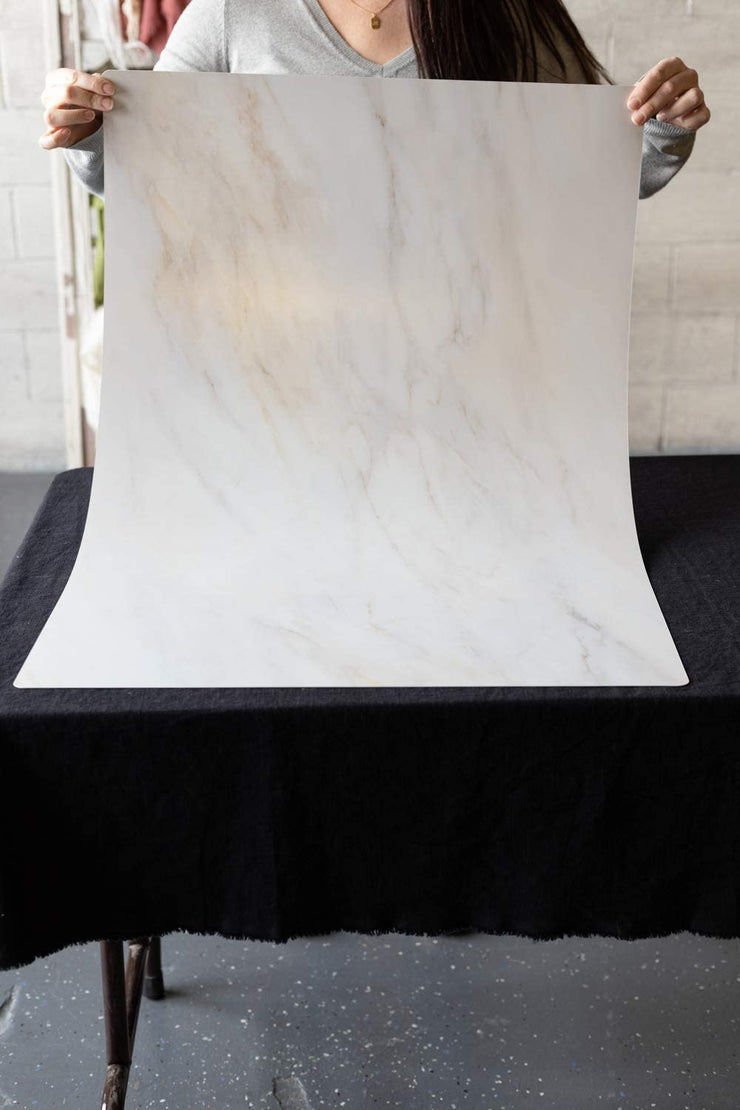 Bessie Bakes Super-Thin & Pliable Light Beige Marble Replicated Photography Backdrop 2 Feet Wide x 3 Feet Long