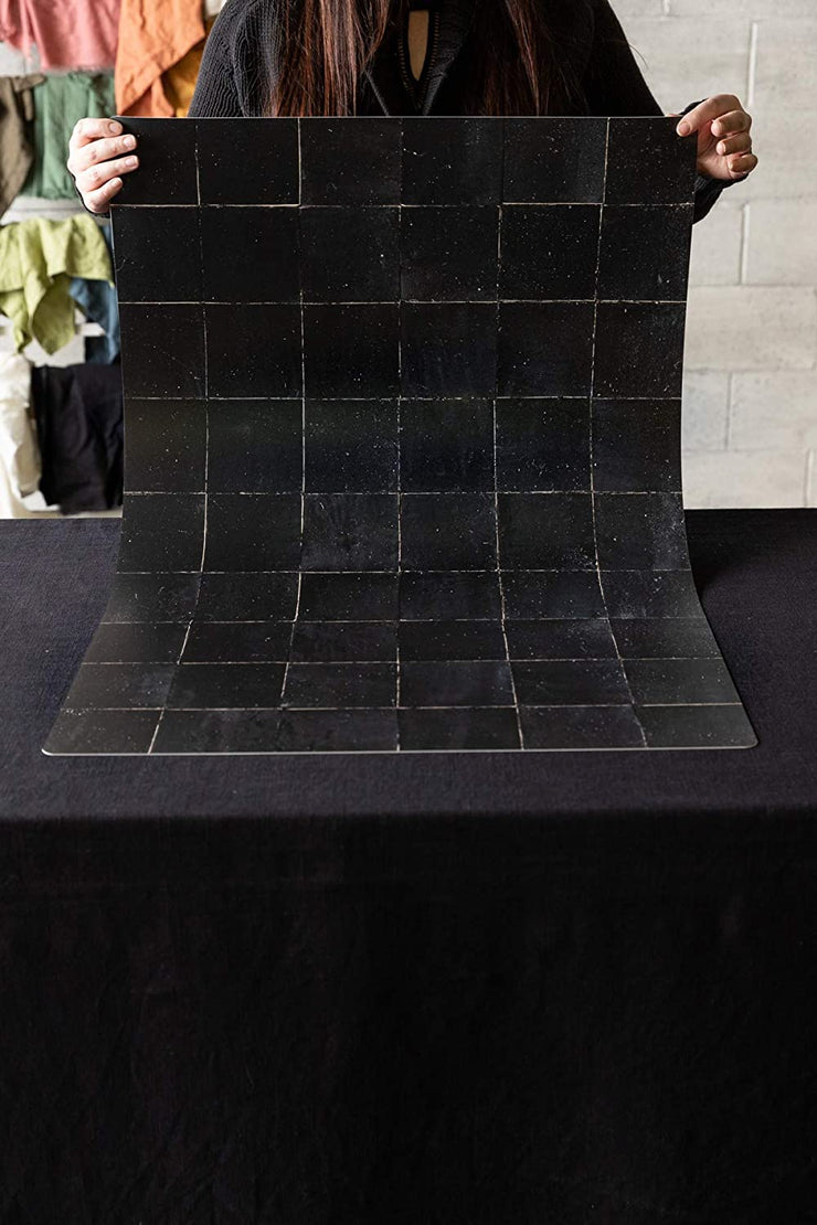 Bessie Bakes Super-Thin & Pliable Black Square Moroccan Tiles with Gold Lines Replicated Photography Backdrop 2 Feet Wide x 3 Feet Long