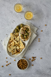 Abstract Concrete Photography Backdrop 2 ft x 3 ft board with hummus and chickpeas