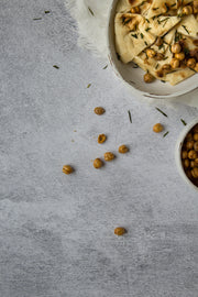 Abstract Concrete Photography Backdrop 2 ft x 3 ft board with roasted chickpeas up close