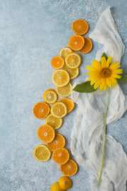 Blue Stone Photography Backdrop 2 ft x 3ft board with lemons and orange slices