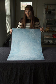 Super-Thin & Pliable Blue Stone Photography Backdrop 2 ft x 3ft, Lightweight, Moisture & Stain-Resistant behind the scenes