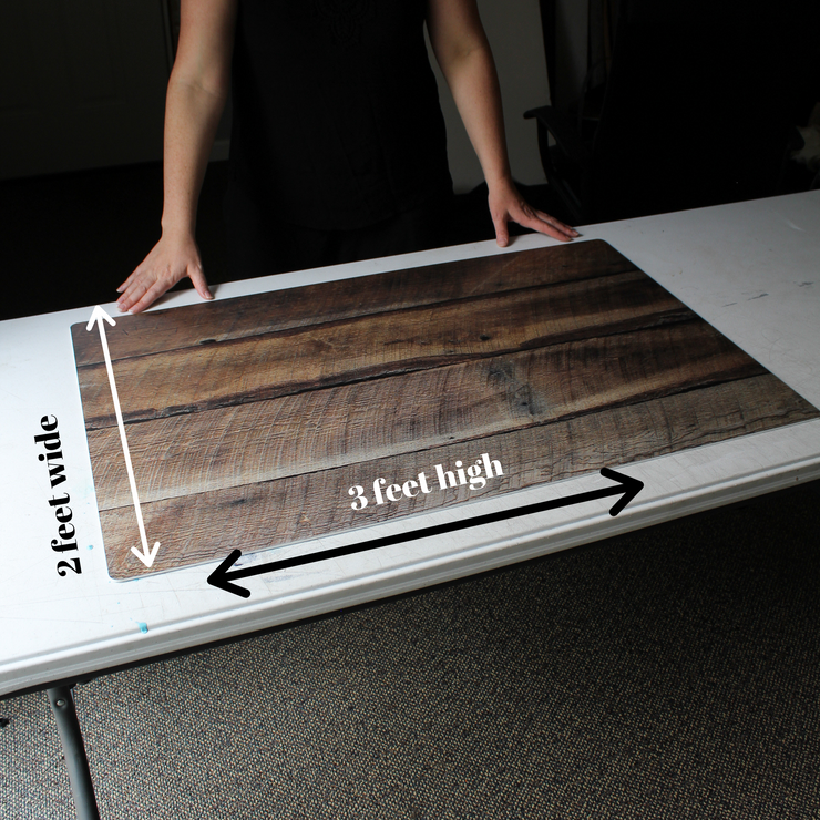 Dark Brown Reclaimed Barn Wood Replica Photography Backdrop 2 ft x 3ft board behind the scenes