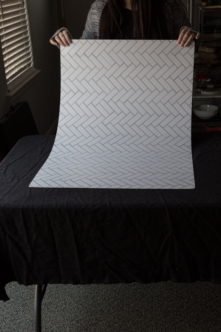 Bessie Bakes Super-Thin & Pliable Chevron Tile Replicated Photography Backdrop 2 Feet Wide x 3 Feet Long