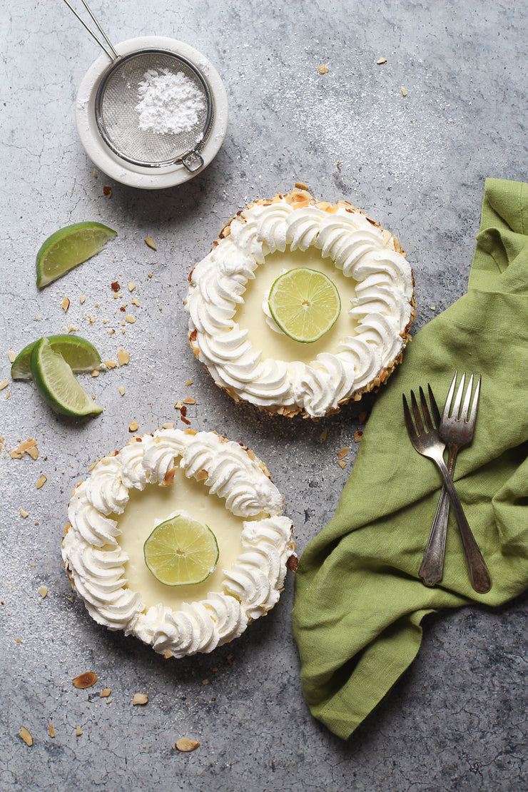 Gray Concrete Photography Backdrop 2 ft x 3 ft | 3 mm thick physical board with key lime pie and linen napkin
