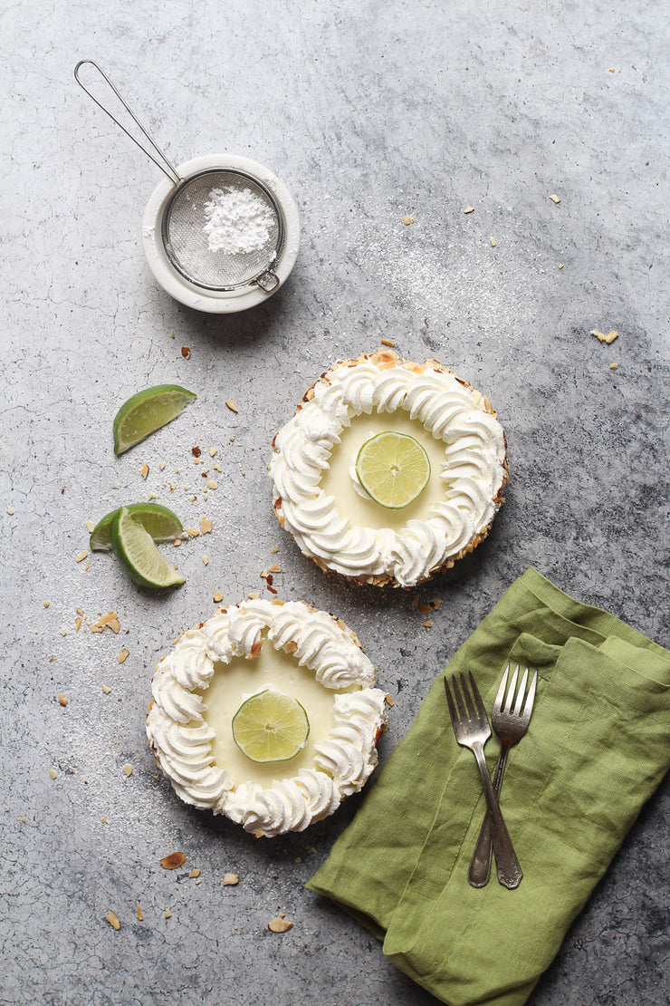 Gray Concrete Photography Backdrop 2 ft x 3 ft | 3 mm thick physical board with key lime pie and napkins