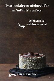 Super-Thin & Pliable Rusty Metal Photography Backdrop 2 ft x 3ft, Lightweight, Moisture & Stain-Resistant with chocolate cake on a plate and linens