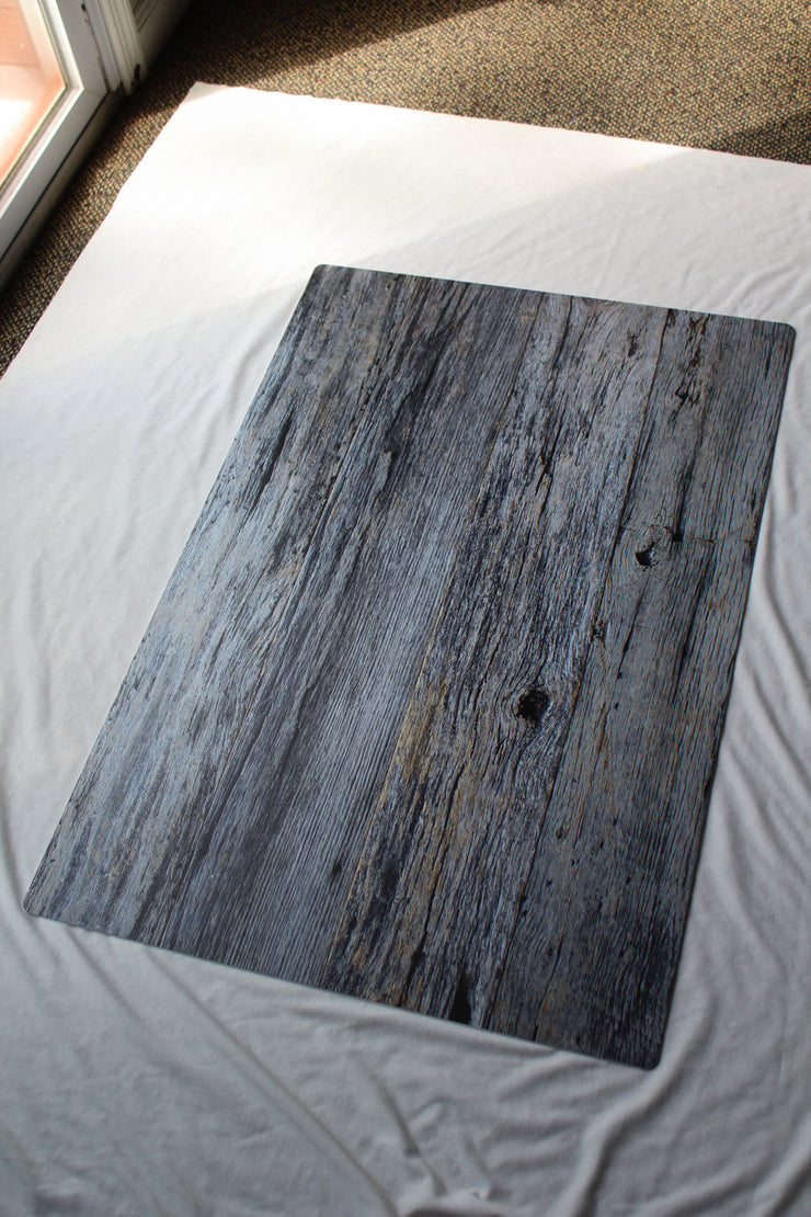 Silver Blue Reclaimed Wood Photography Backdrop 2 ft x 3 ft board | 3 mm thick behind the scenes