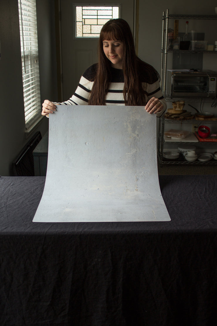 Super-Thin & Pliable Soft Concrete Photography Backdrop Board 2 ft x 3 ft, Lightweight, Moisture & Stain-Resistant behind the scenes