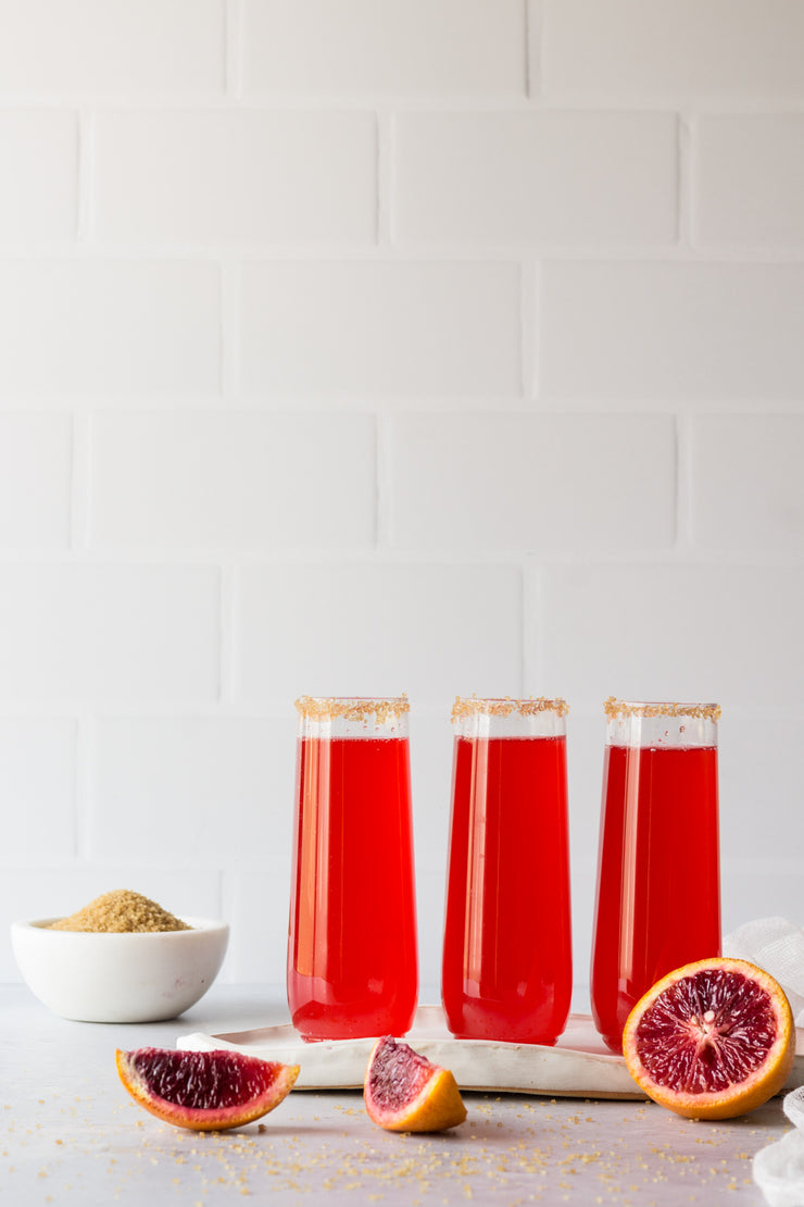 Subway Tile with White Grout Photography Backdrop  with red drinks and blood oranges