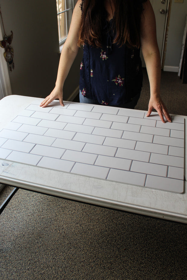 The Most Realistic Subway Tile Photography Backdrop 3ft x 2 ft | 3 mm thick behind the scenes