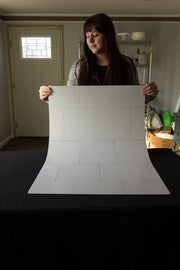 Super-Thin & Pliable Creamy White Tile Replica Photography Backdrop behind the scenes