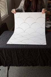Super-Thin & Pliable Scalloped Tiles photography backdrop behind the scenes