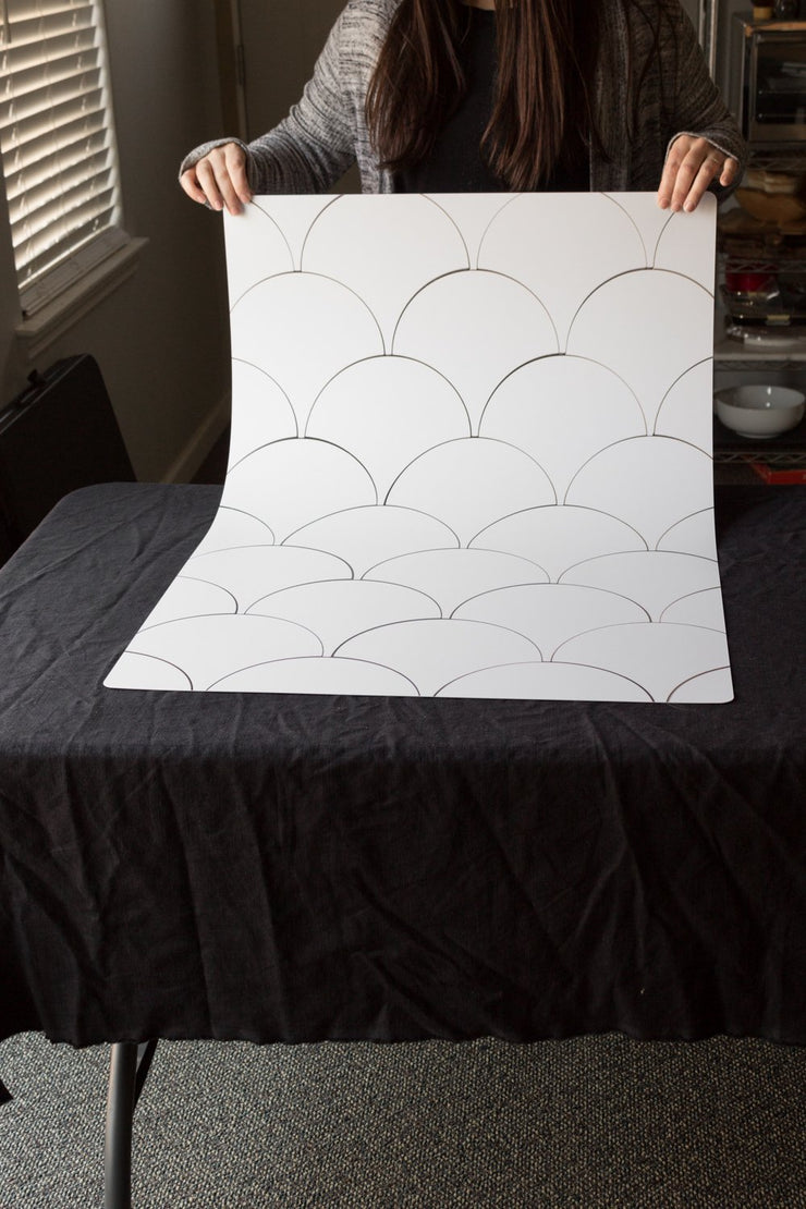 Super-Thin & Pliable Scalloped Tiles photography backdrop behind the scenes